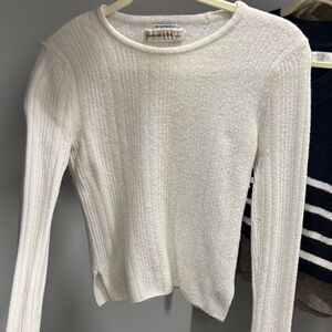 Women's A&F Cream Cropped Merino Wool Sweater - Size Small